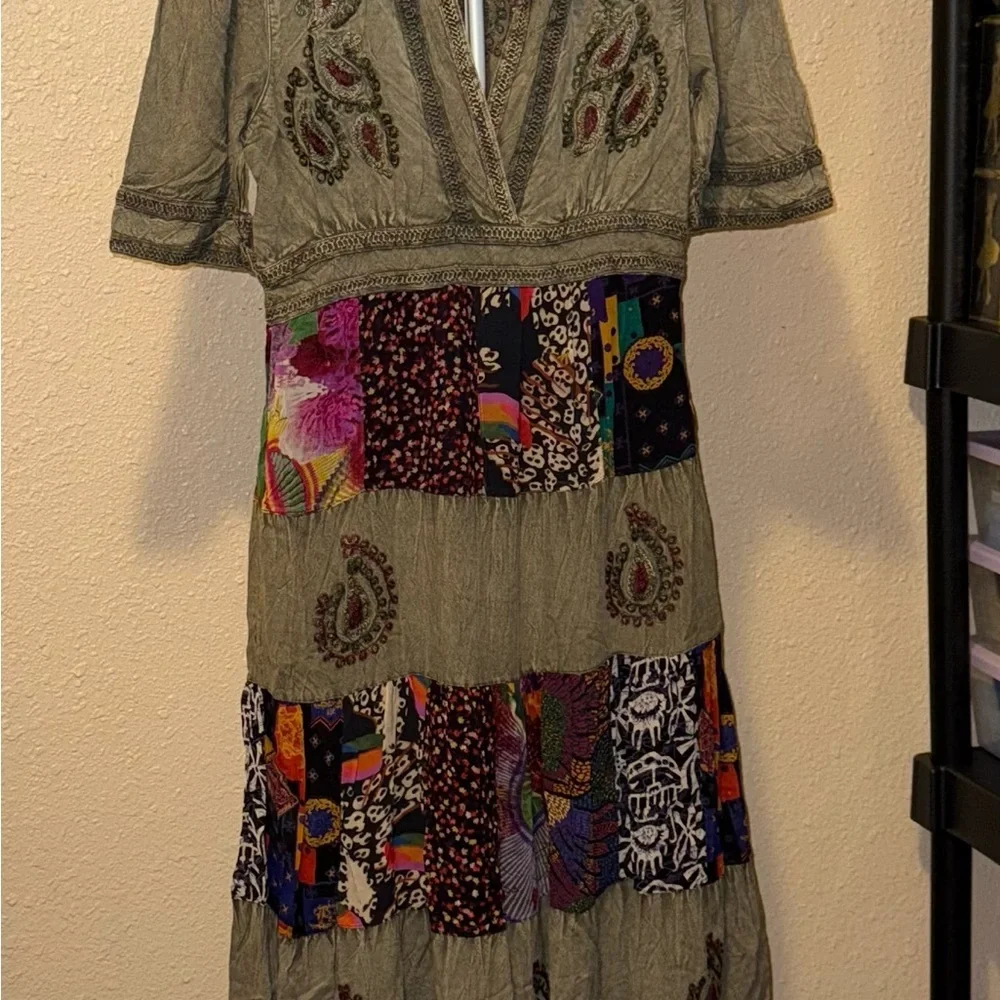 Bohemian Patchwork Maxi Dress - Picture 3 of 16